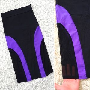 Quontum Black Pencil Skirt Purple Panel Details Colorblock S